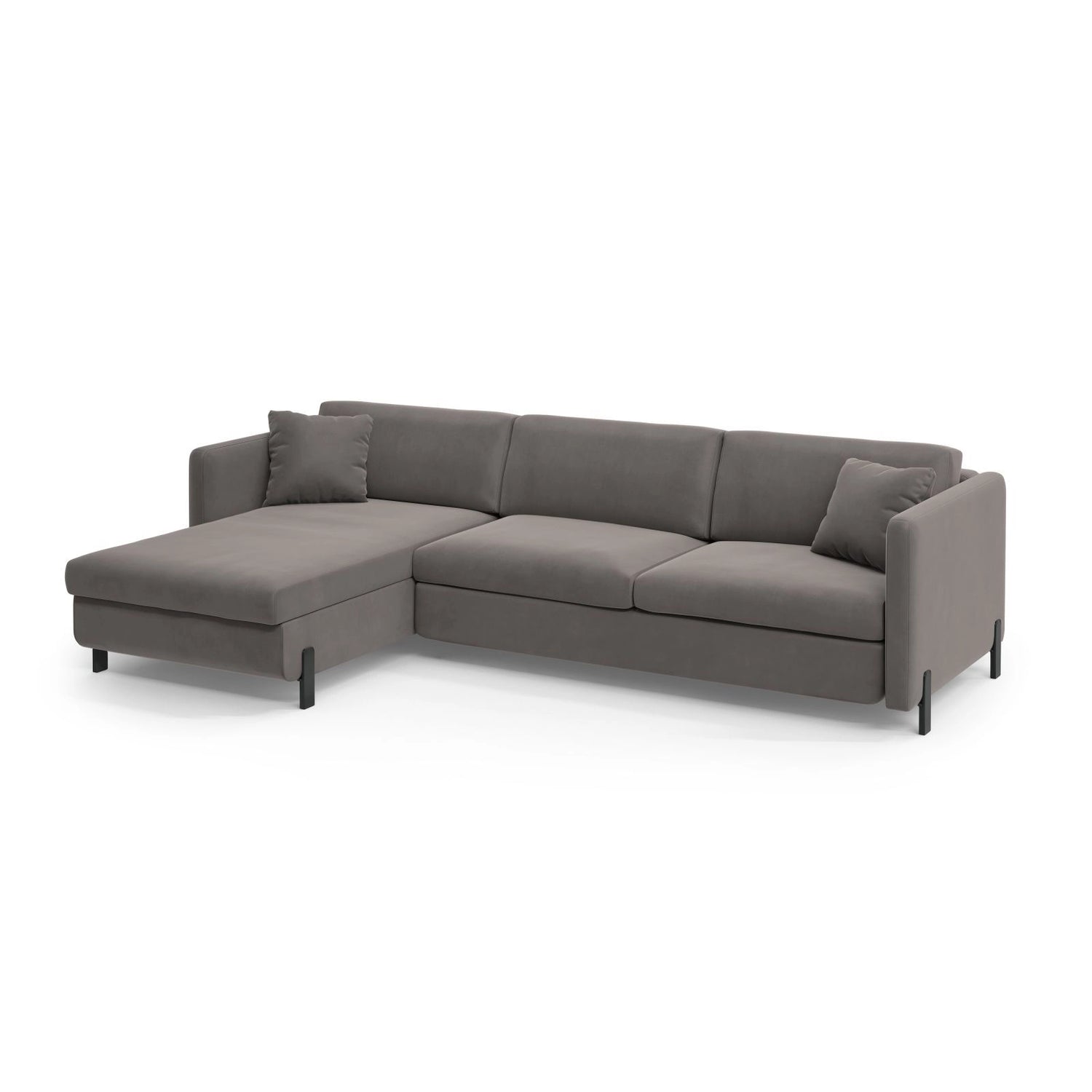 Gloria 5-Sitzer Ecksofa mit Schlaffunktion und Bettkasten, Linke Seite, aus Samt in Grau (Salvador 17), 286x170 cm von Micadoni – Bild 3