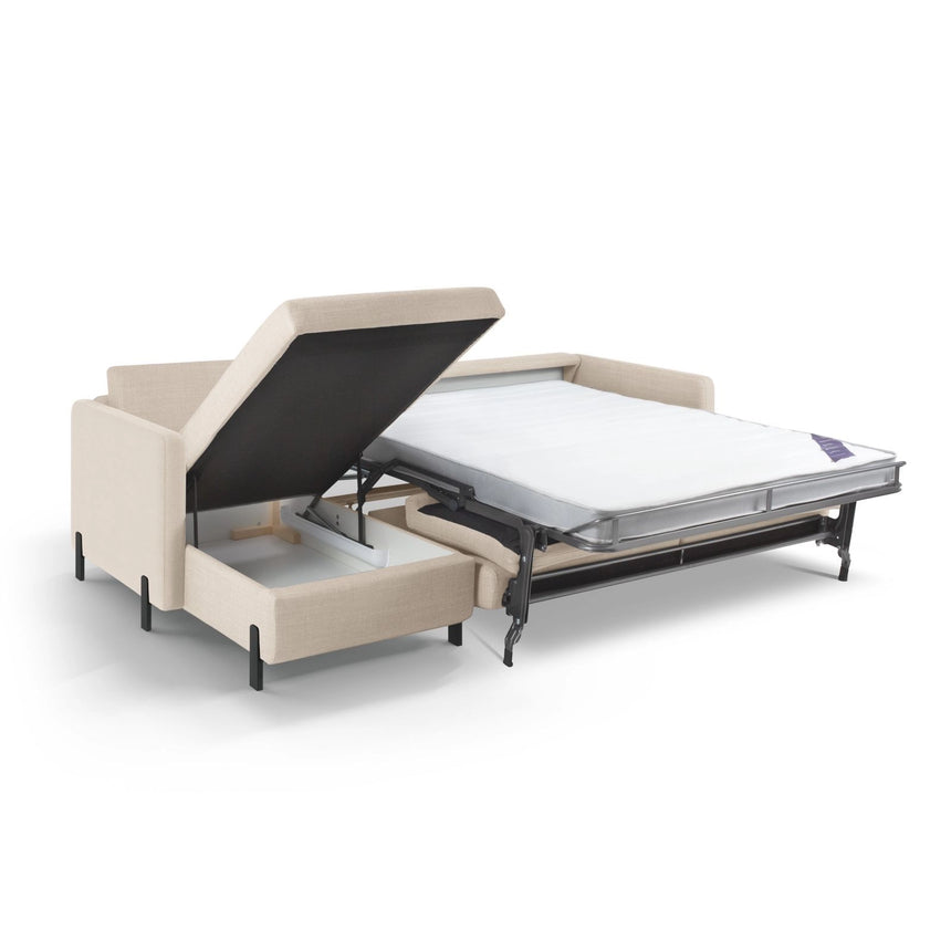 Gloria 5-Sitzer Ecksofa mit Schlaffunktion und Bettkasten, Linke Seite, aus Samt oder Strukturstoff, 286x170 cm von Micadoni – Bild 2