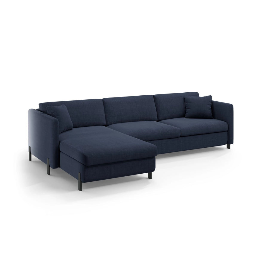 Gloria 5-Sitzer Ecksofa mit Schlaffunktion und Bettkasten, Linke Seite, aus Strukturierter Stoff in Blau (Bjorn 86), 286x170 cm von Micadoni – Bild 5