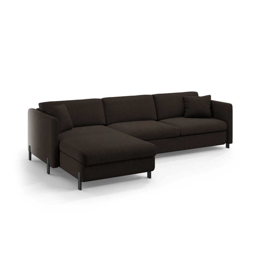 Gloria 5-Sitzer Ecksofa mit Schlaffunktion und Bettkasten, Linke Seite, aus Strukturierter Stoff in Dunkelgrau (Bjorn 16), 286x170 cm von Micadoni – Bild 5