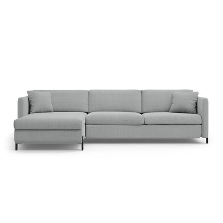 Gloria 5-Sitzer Ecksofa mit Schlaffunktion und Bettkasten, Linke Seite, aus Strukturierter Stoff in Hellgrau (Bjorn 06), 286x170 cm von Micadoni – Bild 1