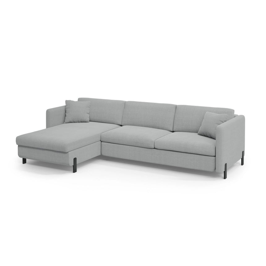 Gloria 5-Sitzer Ecksofa mit Schlaffunktion und Bettkasten, Linke Seite, aus Strukturierter Stoff in Hellgrau (Bjorn 06), 286x170 cm von Micadoni – Bild 3