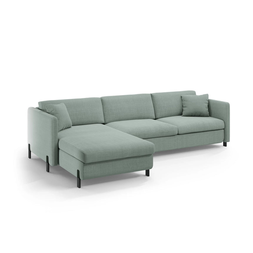 Gloria 5-Sitzer Ecksofa mit Schlaffunktion und Bettkasten, Linke Seite, aus Strukturierter Stoff in Mint (Bjorn 71), 286x170 cm von Micadoni – Bild 5