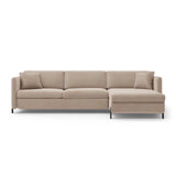 Gloria 5-Sitzer Ecksofa mit Schlaffunktion und Bettkasten, Rechte Seite, aus Samt in Beige (Salvador 1), 286x170 cm von Micadoni – Bild 1