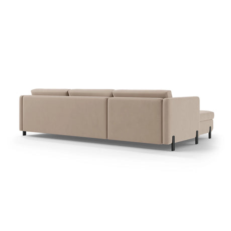 Gloria 5-Sitzer Ecksofa mit Schlaffunktion und Bettkasten, Rechte Seite, aus Samt in Beige (Salvador 1), 286x170 cm von Micadoni – Bild 4