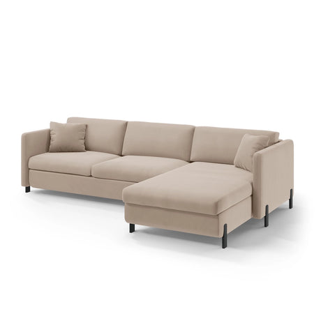 Gloria 5-Sitzer Ecksofa mit Schlaffunktion und Bettkasten, Rechte Seite, aus Samt in Beige (Salvador 1), 286x170 cm von Micadoni – Bild 5