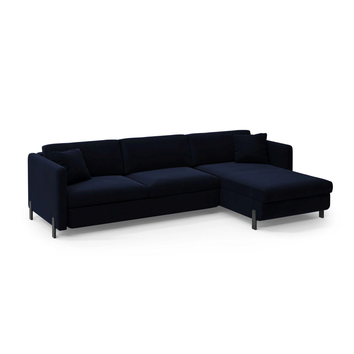 Gloria 5-Sitzer Ecksofa mit Schlaffunktion und Bettkasten, Rechte Seite, aus Samt in Königsblau (Salvador 5), 286x170 cm von Micadoni – Bild 3