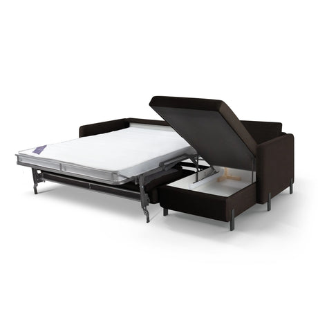 Gloria 5-Sitzer Ecksofa mit Schlaffunktion und Bettkasten, Rechte Seite, aus Strukturierter Stoff in Dunkelgrau (Bjorn 16), 286x170 cm von Micadoni – Bild 2
