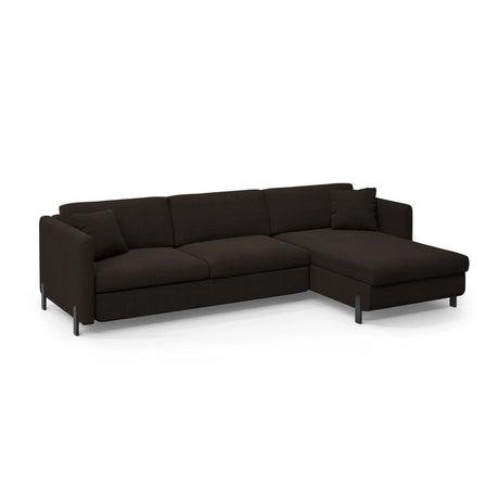 Gloria 5-Sitzer Ecksofa mit Schlaffunktion und Bettkasten, Rechte Seite, aus Strukturierter Stoff in Dunkelgrau (Bjorn 16), 286x170 cm von Micadoni – Bild 3