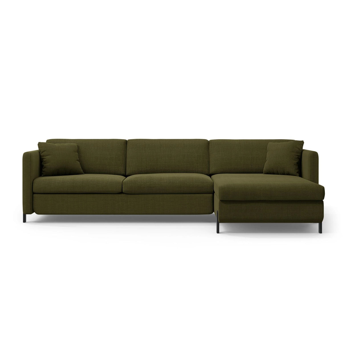 Gloria 5-Sitzer Ecksofa mit Schlaffunktion und Bettkasten, Rechte Seite, aus Strukturierter Stoff in Grün (Bjorn 77), 286x170 cm von Micadoni – Bild 1