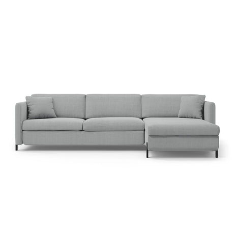 Gloria 5-Sitzer Ecksofa mit Schlaffunktion und Bettkasten, Rechte Seite, aus Strukturierter Stoff in Hellgrau (Bjorn 06), 286x170 cm von Micadoni – Bild 1