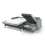 Gloria 5-Sitzer Ecksofa mit Schlaffunktion und Bettkasten, Rechte Seite, aus Strukturierter Stoff in Mint (Bjorn 71), 286x170 cm von Micadoni – Bild 2