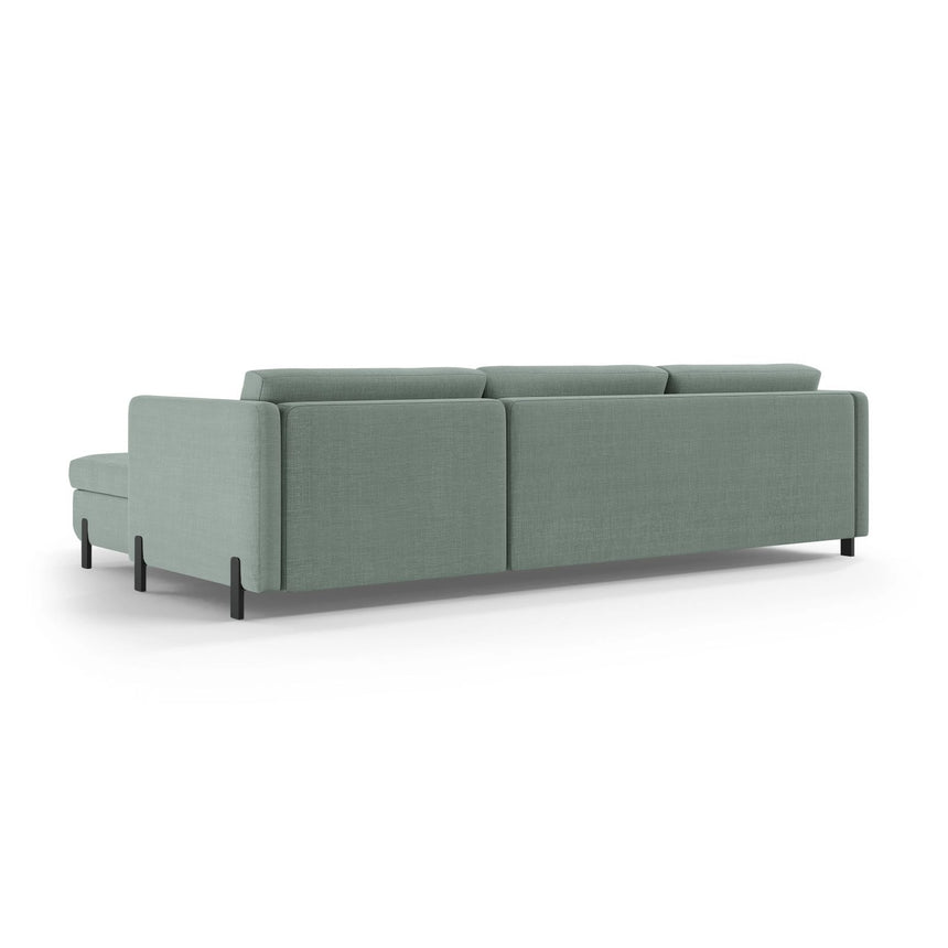 Gloria 5-Sitzer Ecksofa mit Schlaffunktion und Bettkasten, Rechte Seite, aus Strukturierter Stoff in Mint (Bjorn 71), 286x170 cm von Micadoni – Bild 4