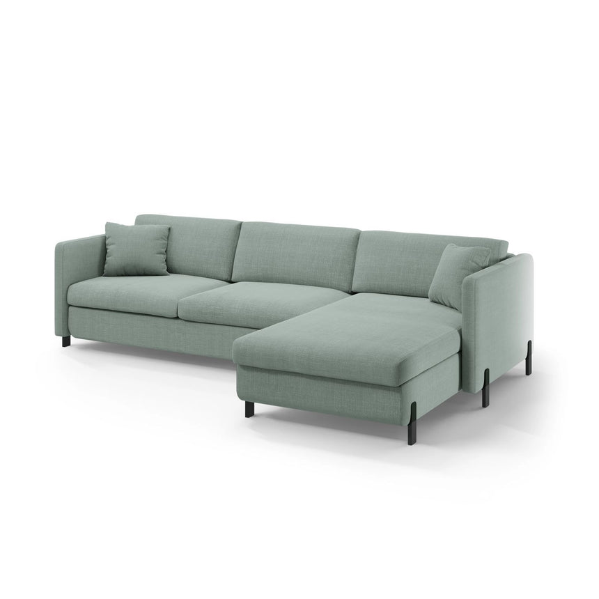 Gloria 5-Sitzer Ecksofa mit Schlaffunktion und Bettkasten, Rechte Seite, aus Strukturierter Stoff in Mint (Bjorn 71), 286x170 cm von Micadoni – Bild 5