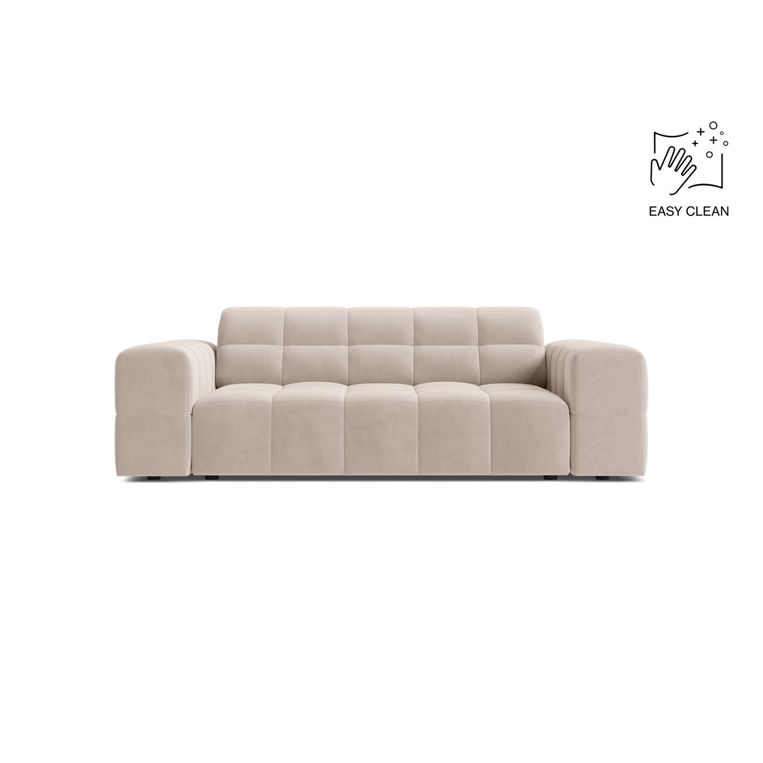 Jennifer 2-Sitzer Sofa aus Samt in Leichtes Beige (Venus 2927), 178x102 cm von Micadoni – Bild 1