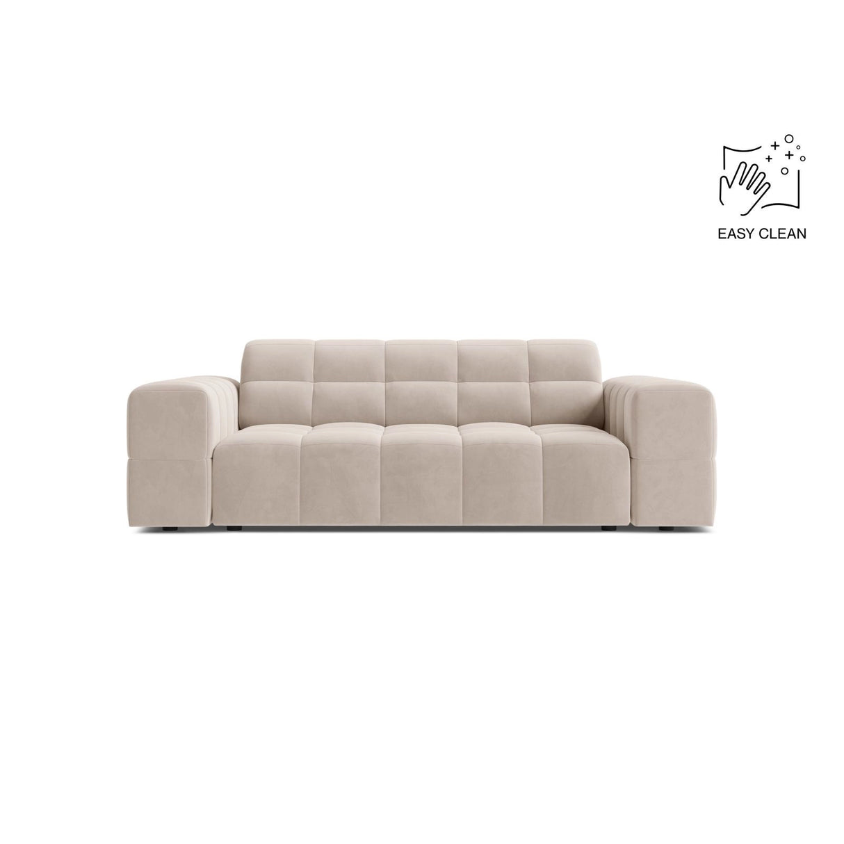 Jennifer 2-Sitzer Sofa aus Samt in Leichtes Beige (Venus 2927), 178x102 cm von Micadoni – Bild 1