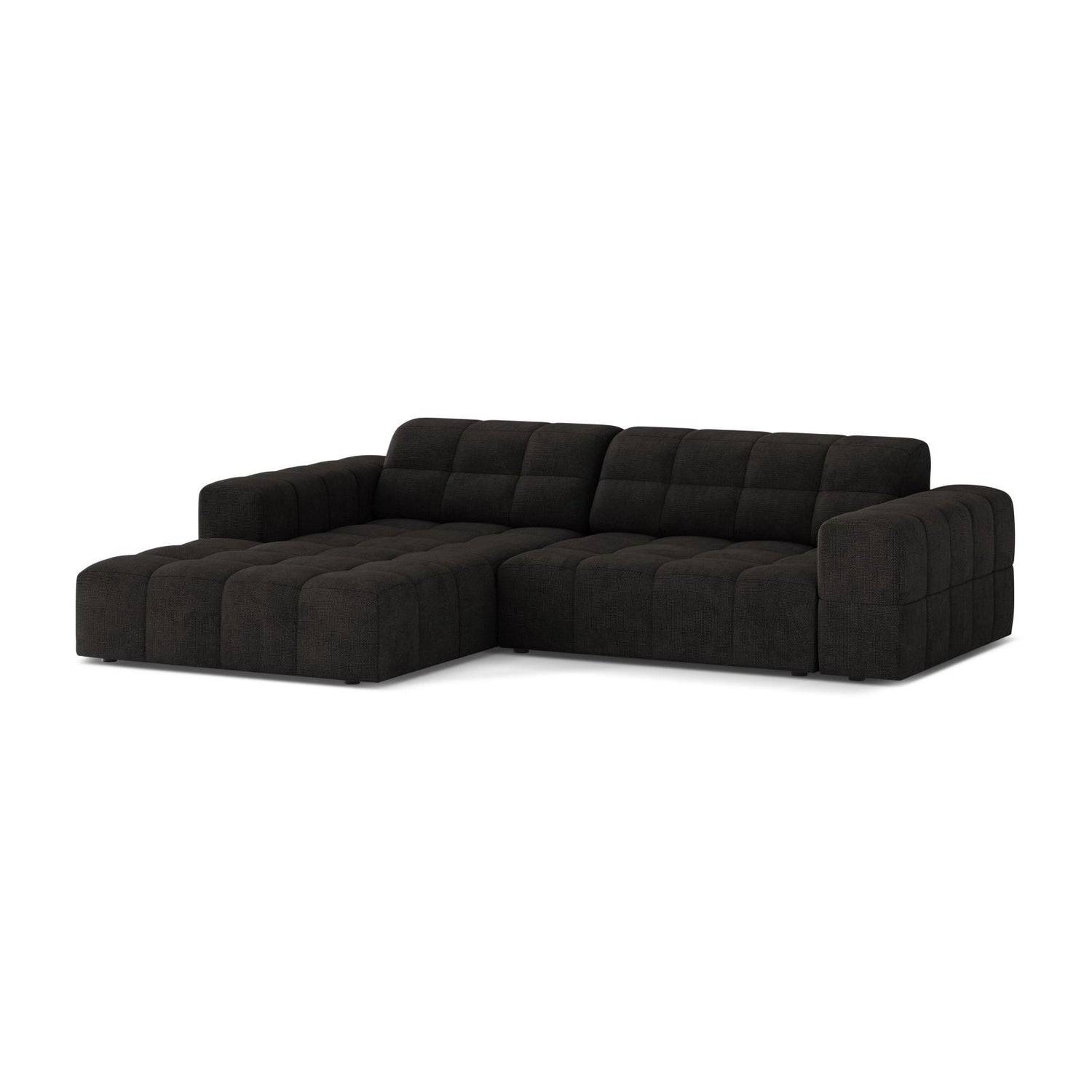Jennifer 4-Sitzer Ecksofa, Linke Seite, aus Chenille in Anthrazit (Eden 21 Black), 234x167 cm von Micadoni – Bild 3