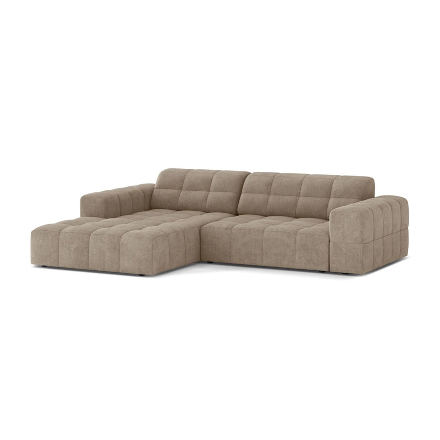 Jennifer 4-Sitzer Ecksofa, Linke Seite, aus Chenille in Dunkelbeige (Eden 4 Beige), 234x167 cm von Micadoni – Bild 3