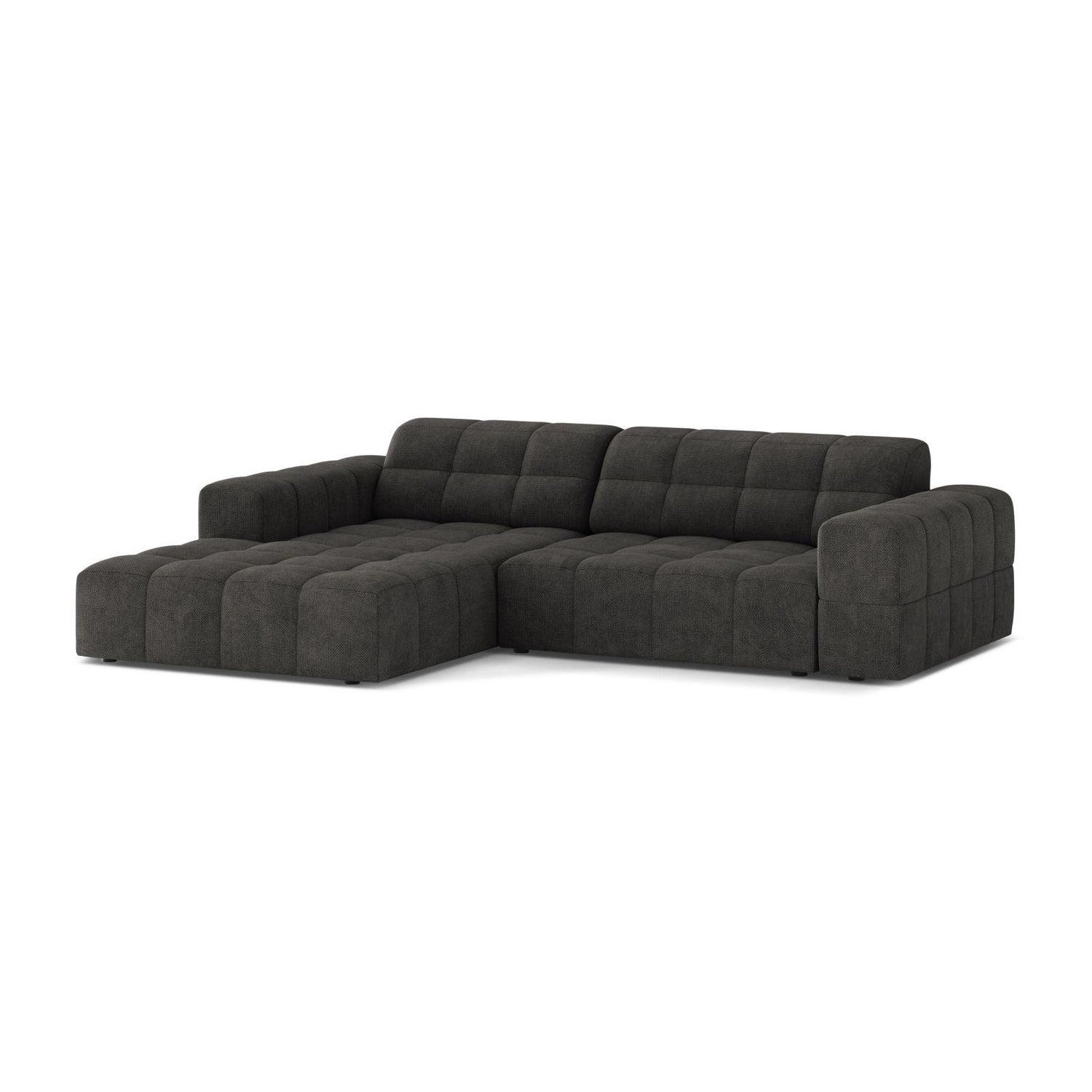 Jennifer 4-Sitzer Ecksofa, Linke Seite, aus Chenille in Dunkelgrau (Eden 20 Graphite), 234x167 cm von Micadoni – Bild 3