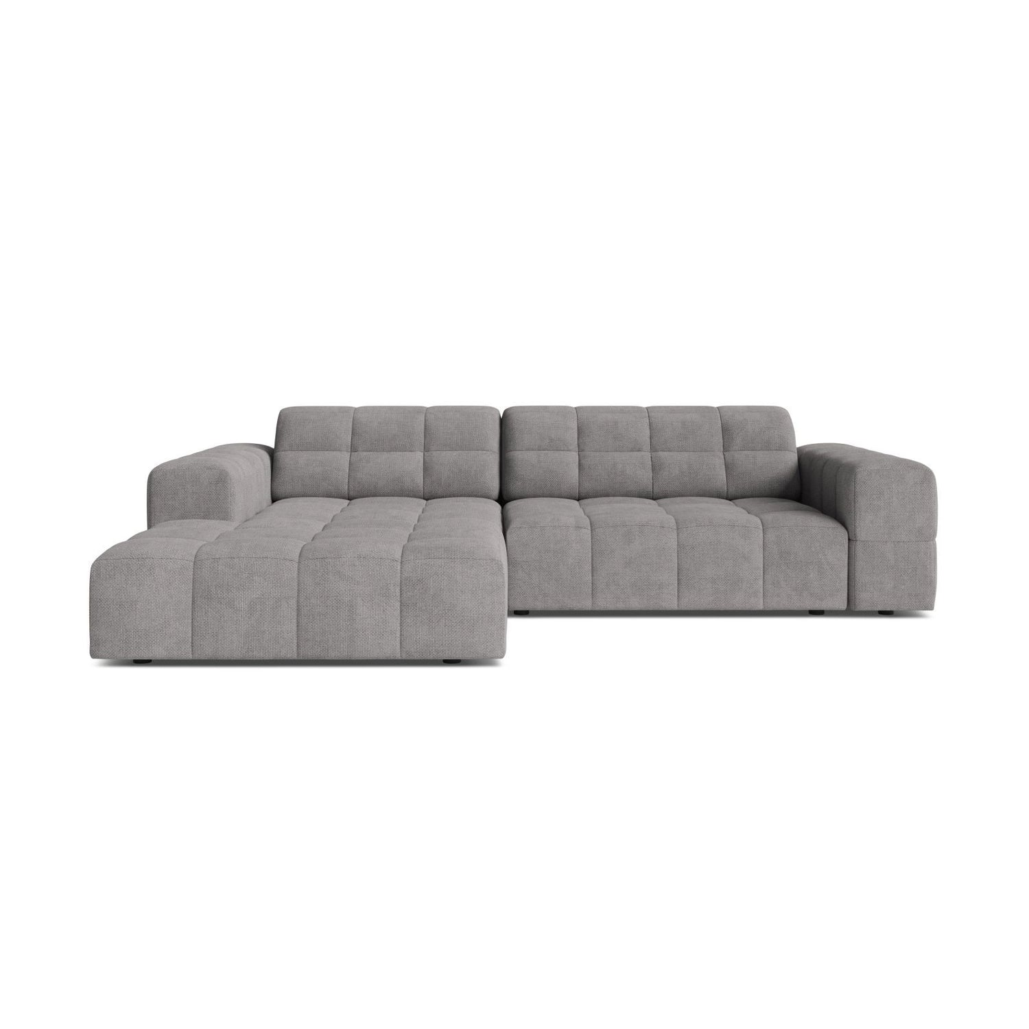 Jennifer 4-Sitzer Ecksofa, Linke Seite, aus Chenille in Hellgrau (Eden 18 Grey), 234x167 cm von Micadoni – Bild 1