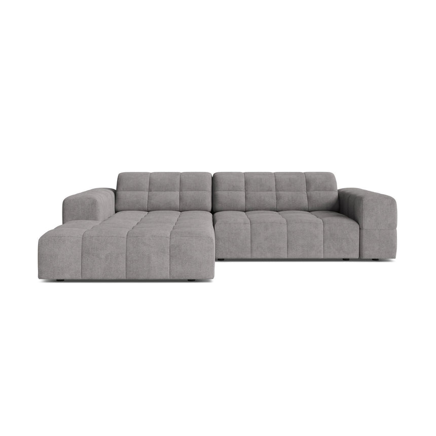 Jennifer 4-Sitzer Ecksofa, Linke Seite, aus Chenille in Hellgrau (Eden 18 Grey), 234x167 cm von Micadoni – Bild 1