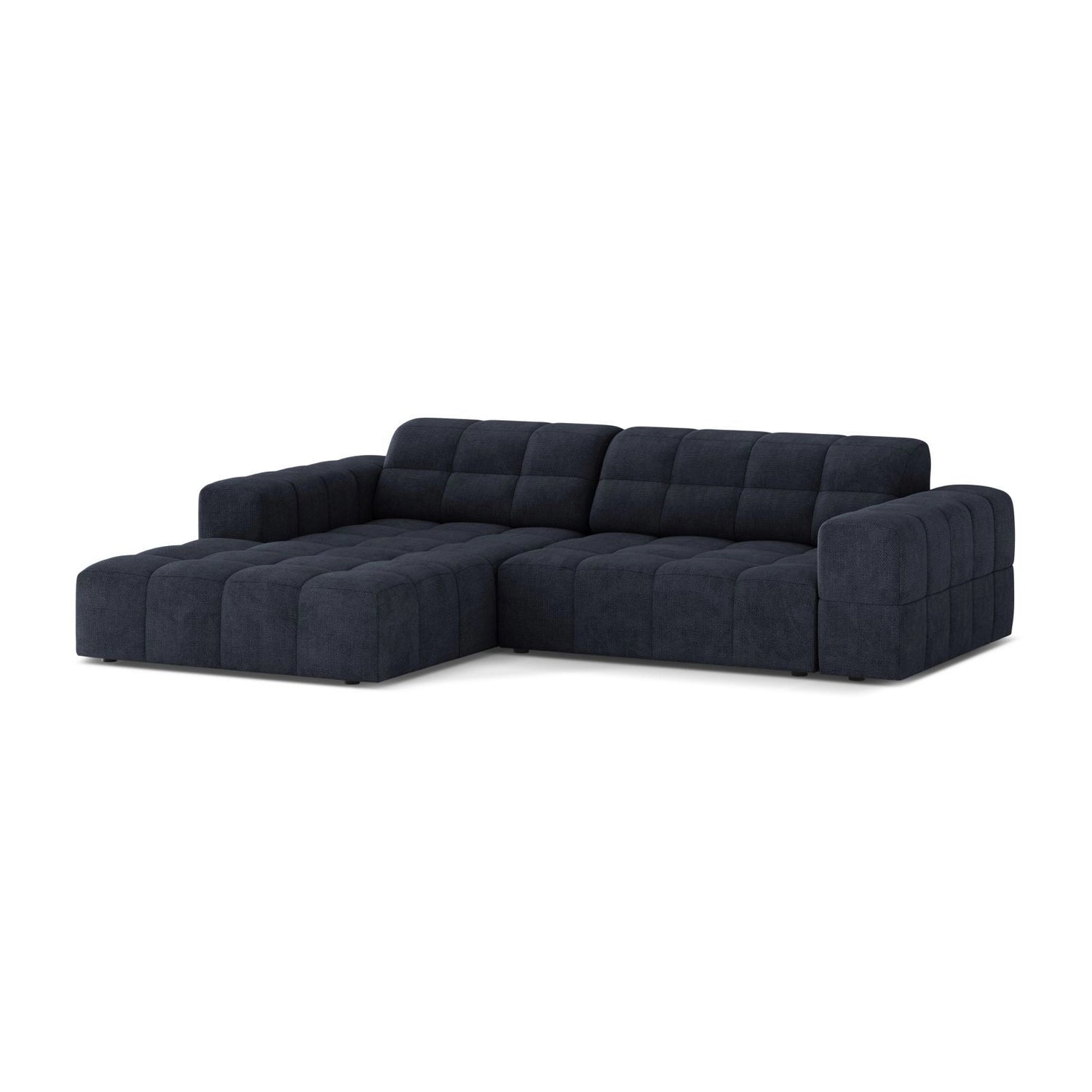 Jennifer 4-Sitzer Ecksofa, Linke Seite, aus Chenille in Marineblau (Eden 16 Deep Blue), 234x167 cm von Micadoni – Bild 3
