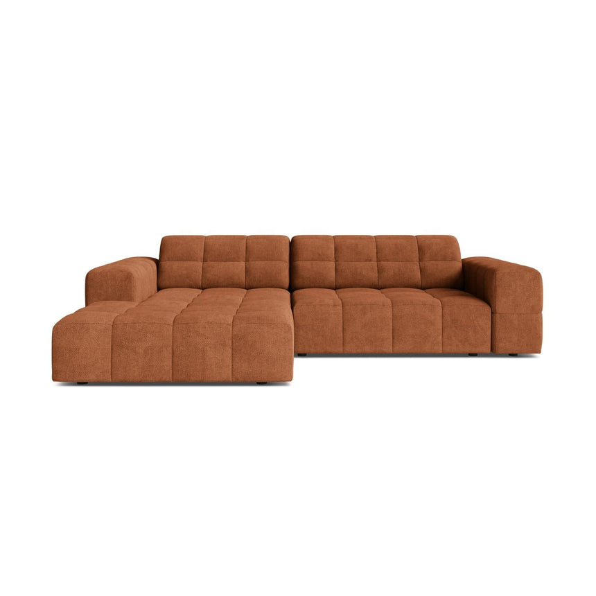 Jennifer 4-Sitzer Ecksofa, Linke Seite, aus Chenille in Ziegel (Eden 10 Terra), 234x167 cm von Micadoni – Bild 1