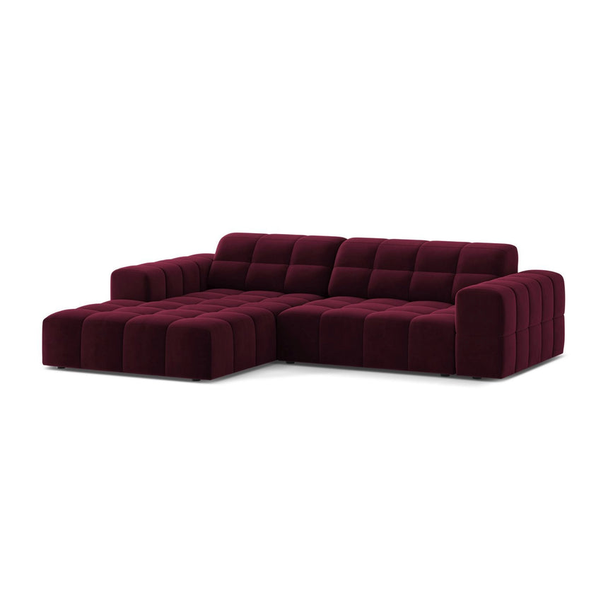 Jennifer 4-Sitzer Ecksofa, Linke Seite, aus Samt in Burgundy (Venus 2932), 234x167 cm von Micadoni – Bild 3