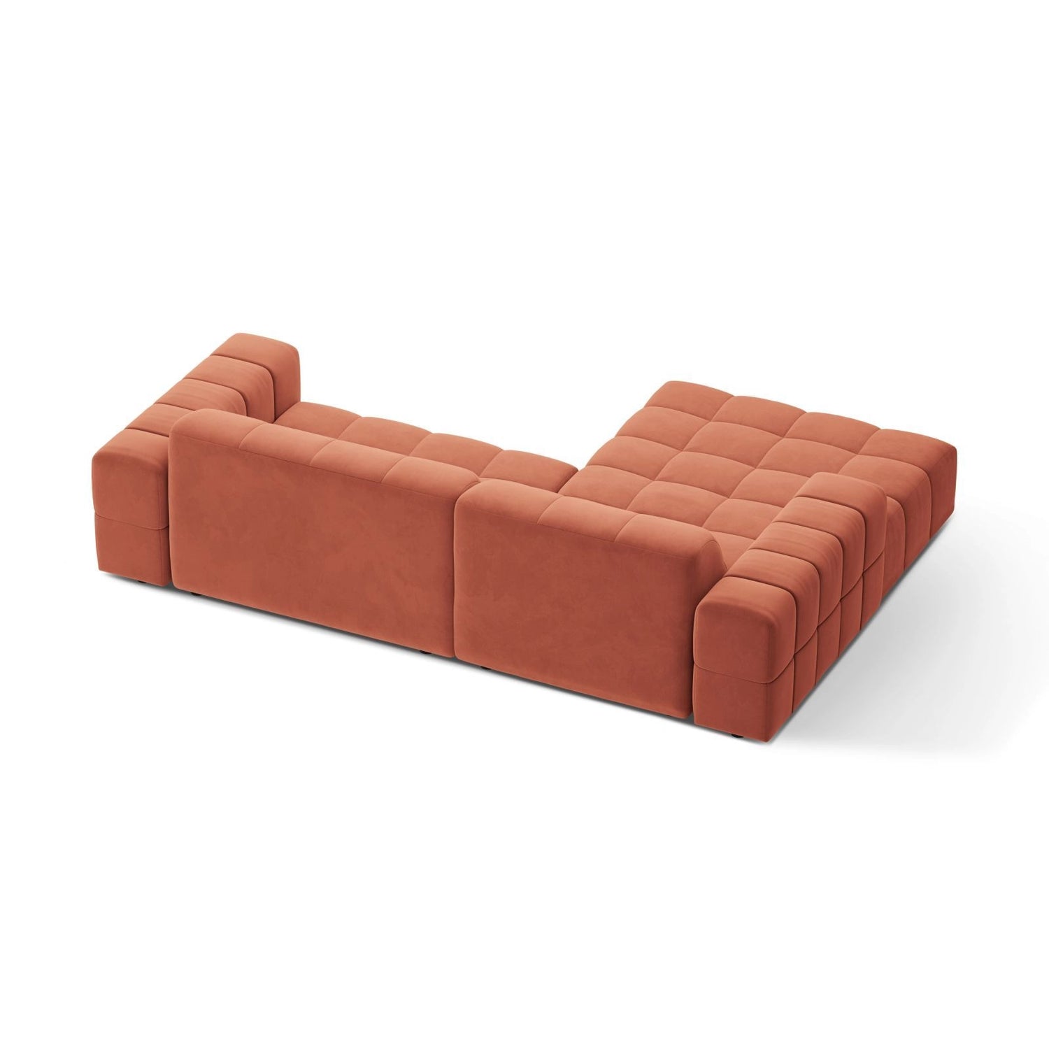 Jennifer 4-Sitzer Ecksofa, Linke Seite, aus Samt in Coral (Venus 2933), 234x167 cm von Micadoni – Bild 4