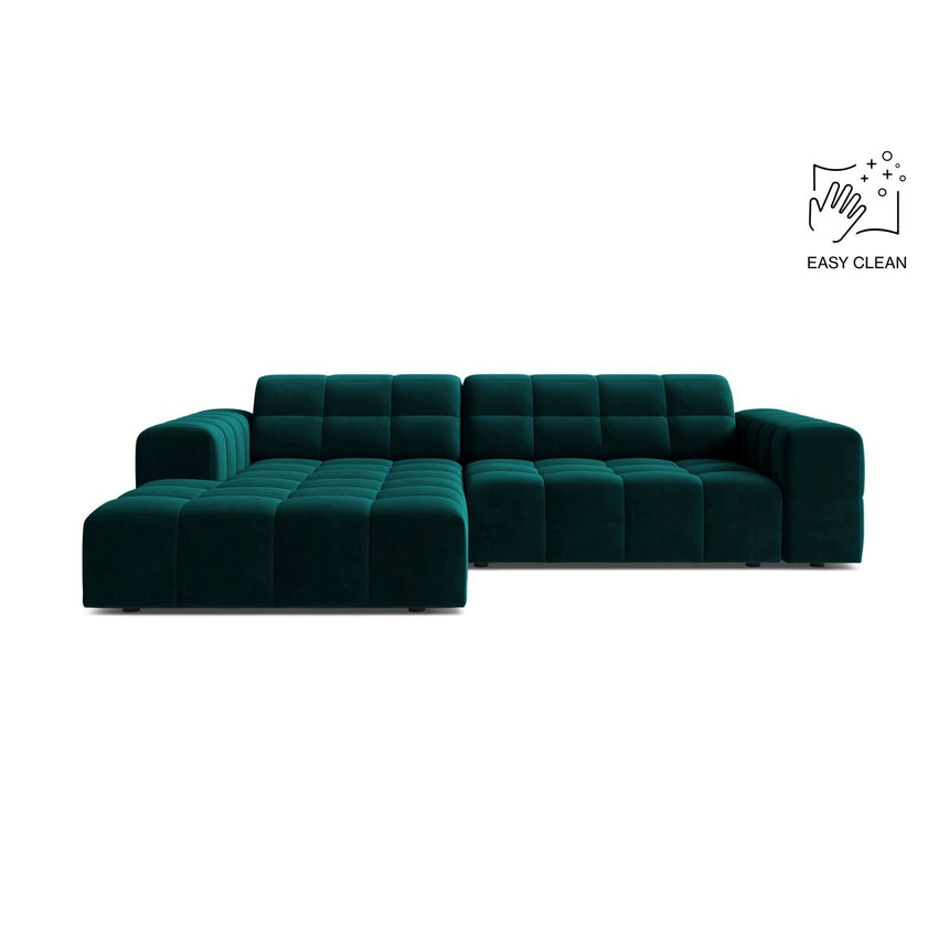 Jennifer 4-Sitzer Ecksofa, Linke Seite, aus Samt in Deep Petrol (Venus 2911), 234x167 cm von Micadoni – Bild 1