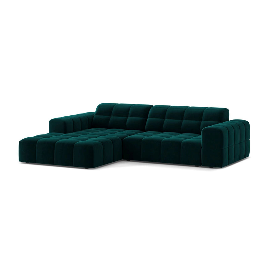 Jennifer 4-Sitzer Ecksofa, Linke Seite, aus Samt in Deep Petrol (Venus 2911), 234x167 cm von Micadoni – Bild 3