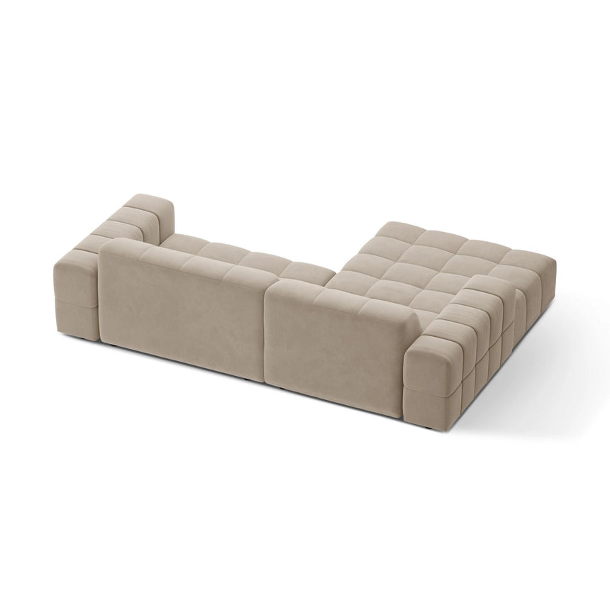 Jennifer 4-Sitzer Ecksofa, Linke Seite, aus Samt in Dunkelbeige (Bluvel 30), 234x167 cm von Micadoni – Bild 4