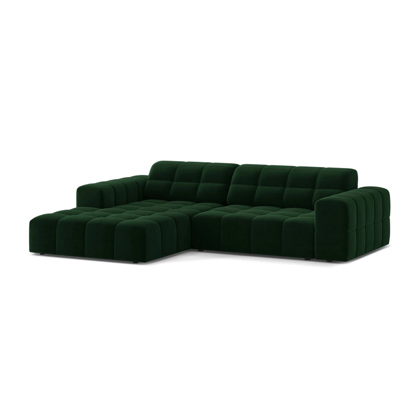 Jennifer 4-Sitzer Ecksofa, Linke Seite, aus Samt in Flaschengrün (Bluvel 78), 234x167 cm von Micadoni – Bild 3