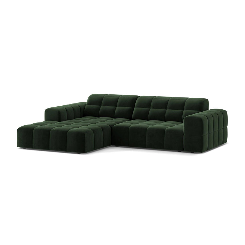 Jennifer 4-Sitzer Ecksofa, Linke Seite, aus Samt in Flaschengrün (Venus 2940), 234x167 cm von Micadoni – Bild 3