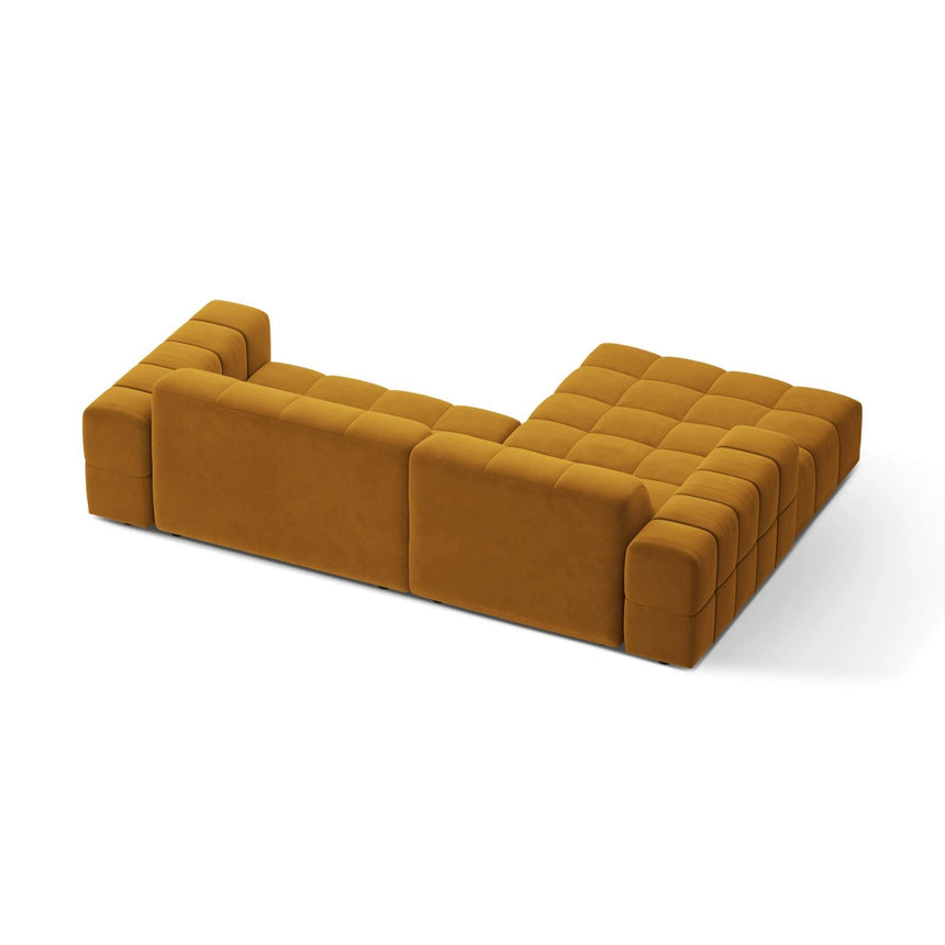 Jennifer 4-Sitzer Ecksofa, Linke Seite, aus Samt in Gelb (Bluvel 68), 234x167 cm von Micadoni – Bild 4