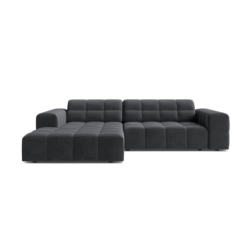 Jennifer 4-Sitzer Ecksofa, Linke Seite, aus Samt in Grau (Bluvel 14), 234x167 cm von Micadoni – Bild 1
