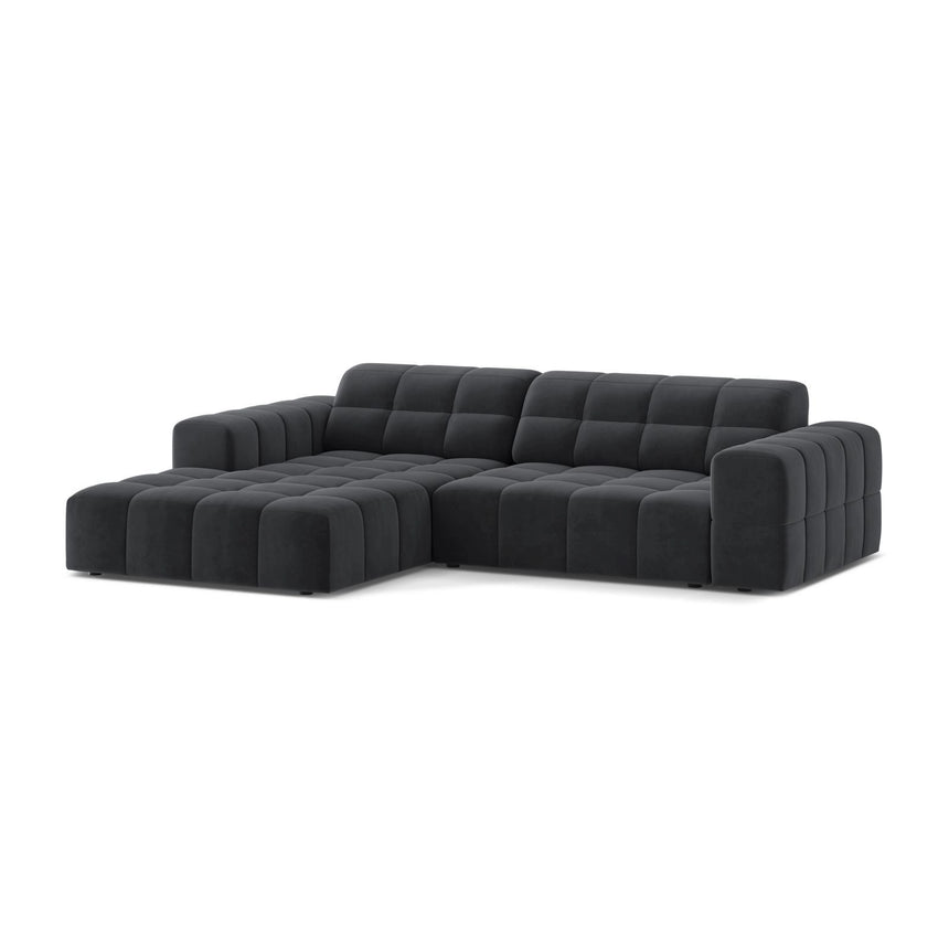 Jennifer 4-Sitzer Ecksofa, Linke Seite, aus Samt in Grau (Bluvel 14), 234x167 cm von Micadoni – Bild 3