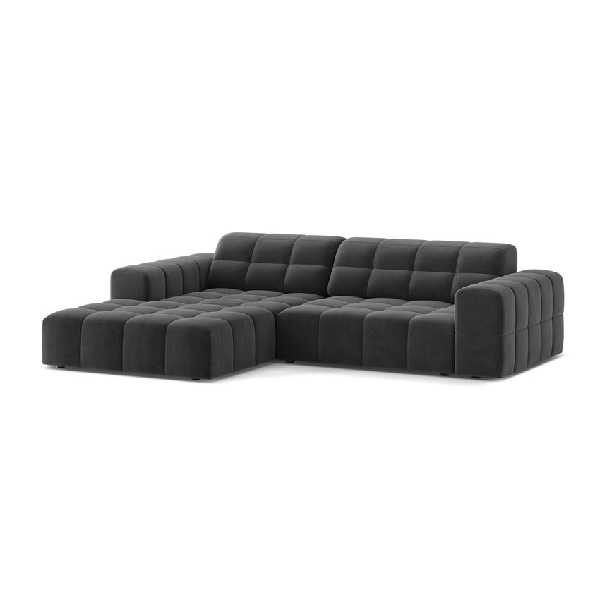 Jennifer 4-Sitzer Ecksofa, Linke Seite, aus Samt in Grau (Venus 2930), 234x167 cm von Micadoni – Bild 3