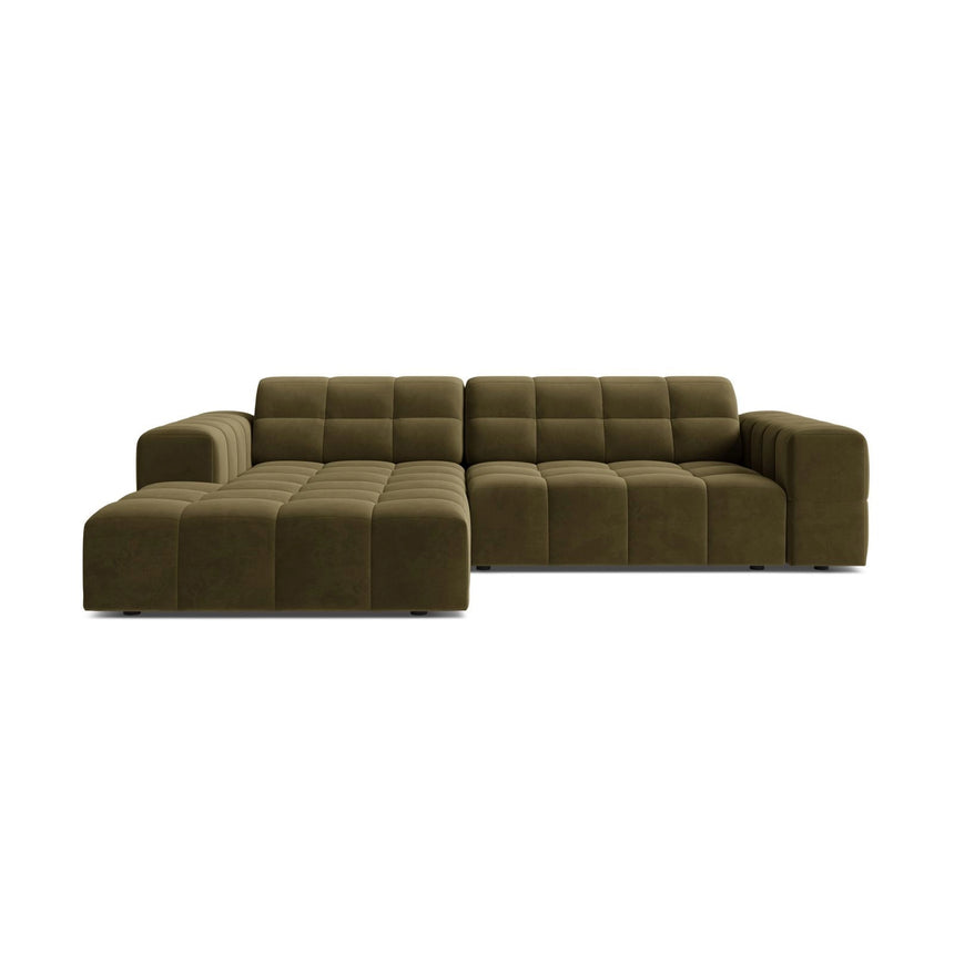 Jennifer 4-Sitzer Ecksofa, Linke Seite, aus Samt in Grün (Bluvel 77), 234x167 cm von Micadoni – Bild 1