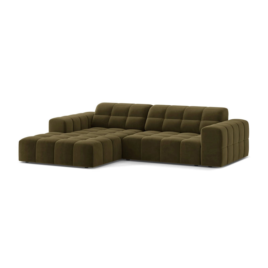 Jennifer 4-Sitzer Ecksofa, Linke Seite, aus Samt in Grün (Bluvel 77), 234x167 cm von Micadoni – Bild 3
