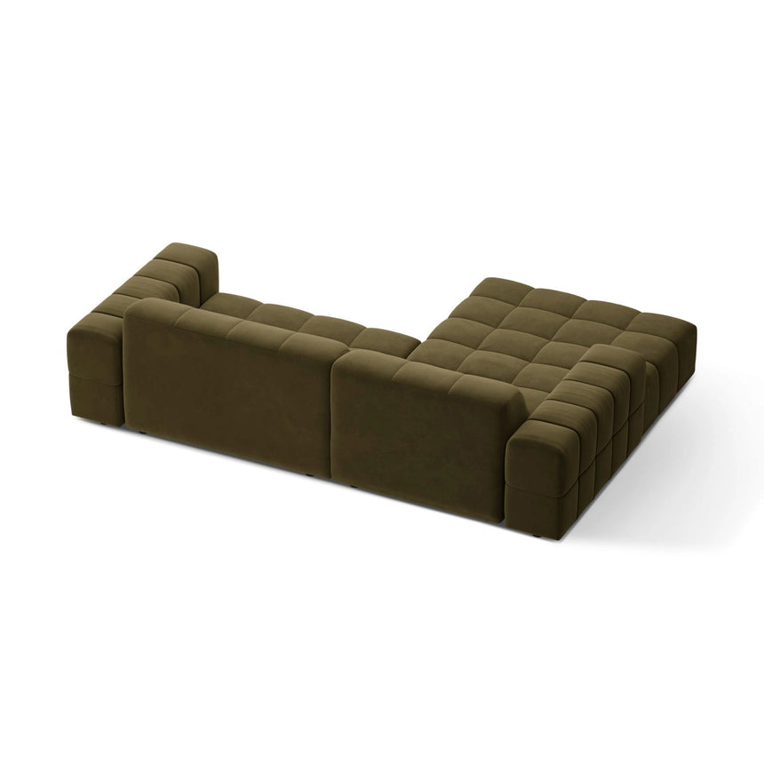 Jennifer 4-Sitzer Ecksofa, Linke Seite, aus Samt in Grün (Bluvel 77), 234x167 cm von Micadoni – Bild 4