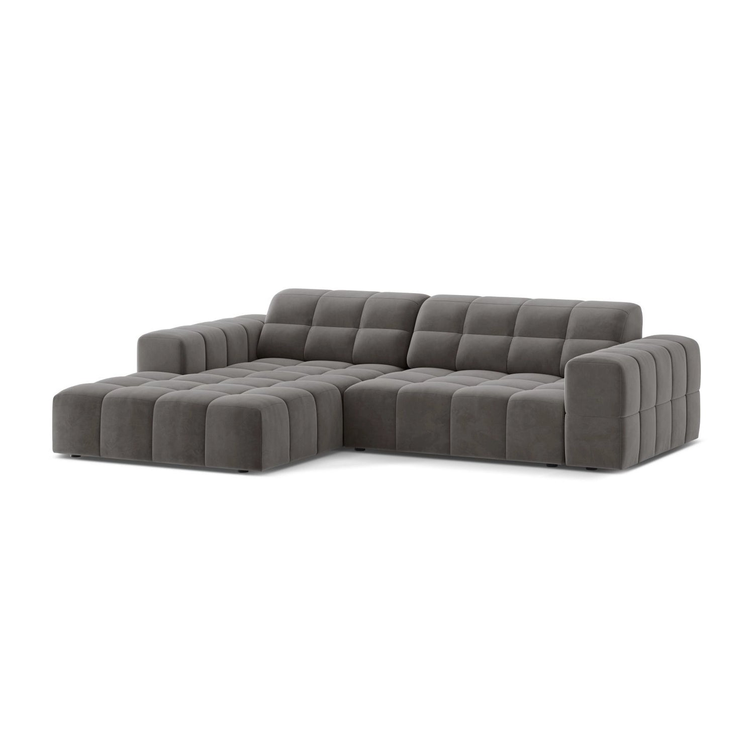 Jennifer 4-Sitzer Ecksofa, Linke Seite, aus Samt in Hellgrau (Bluvel 13), 234x167 cm von Micadoni – Bild 3
