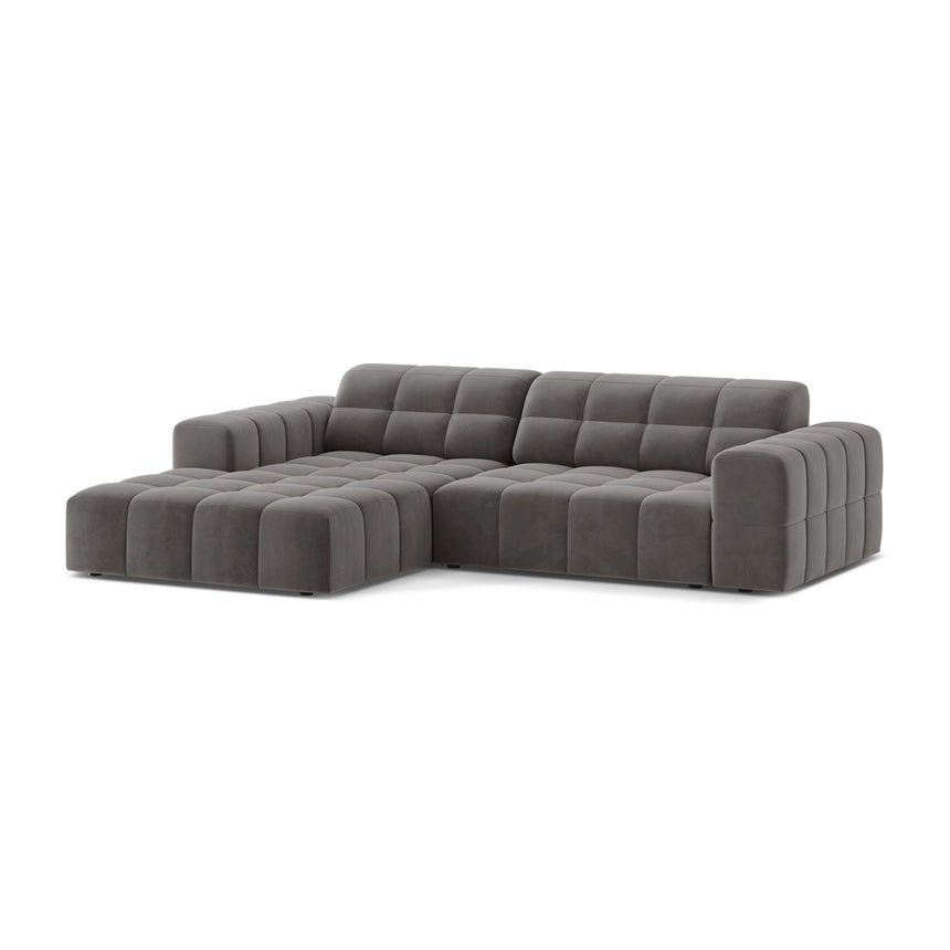 Jennifer 4-Sitzer Ecksofa, Linke Seite, aus Samt in Hellgrau (Bluvel 13), 234x167 cm von Micadoni – Bild 3