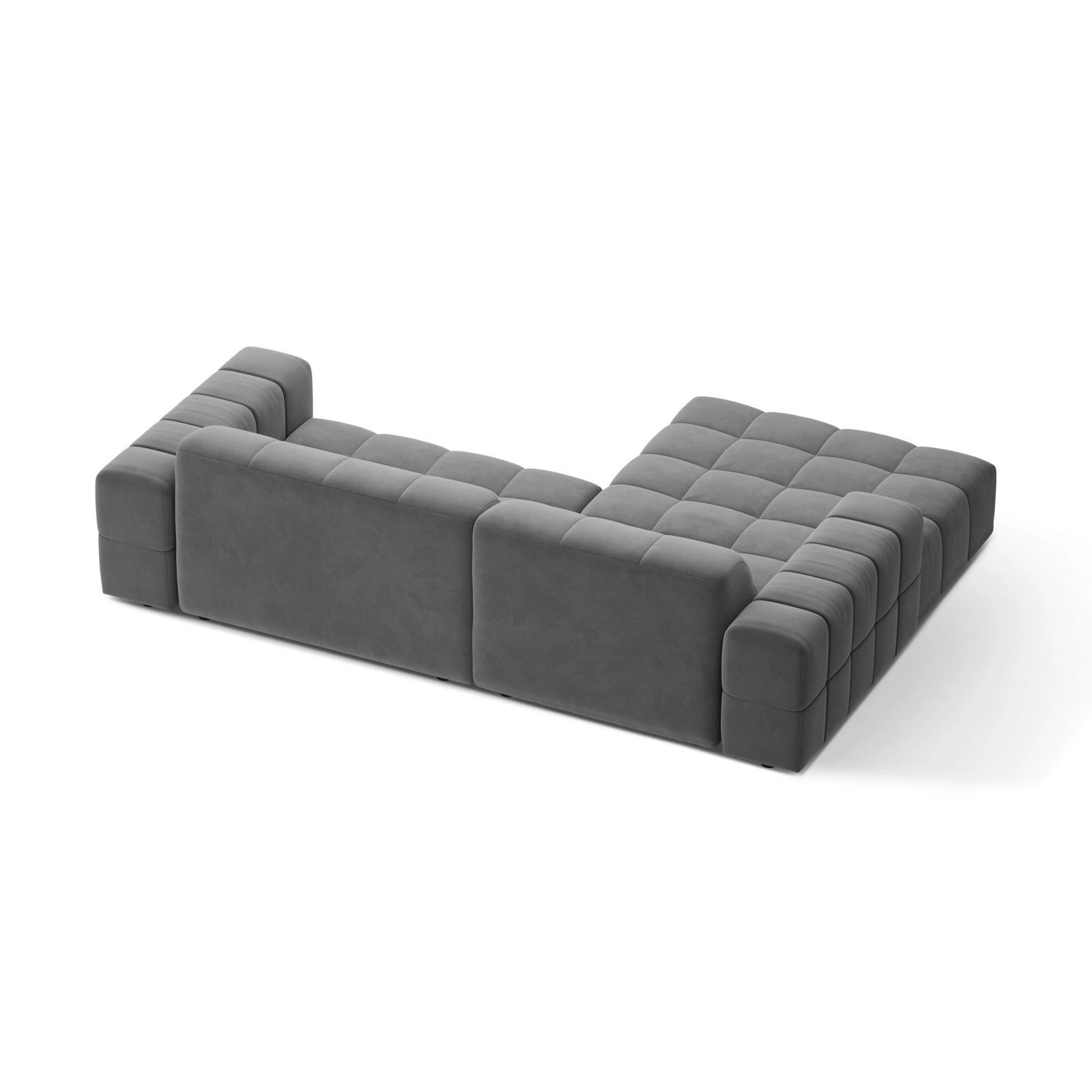 Jennifer 4-Sitzer Ecksofa, Linke Seite, aus Samt in Hellgrau (Venus 2929), 234x167 cm von Micadoni – Bild 4