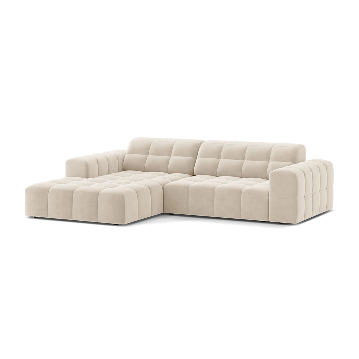 Jennifer 4-Sitzer Ecksofa, Linke Seite, aus Samt in Leichtes Beige (Bluvel 22), 234x167 cm von Micadoni – Bild 3