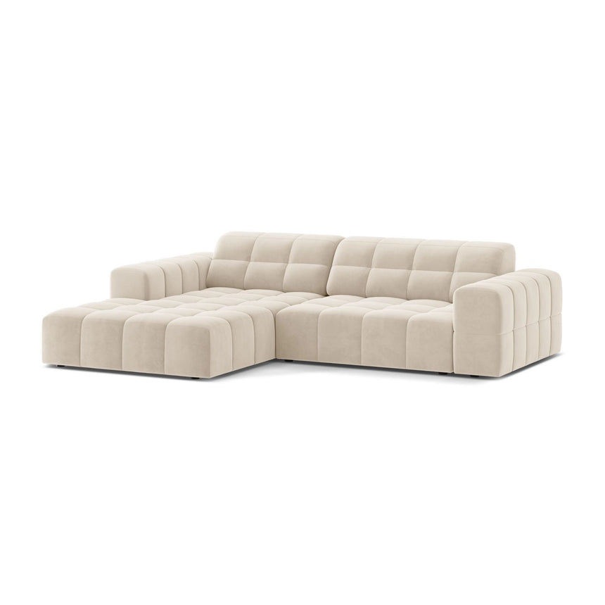 Jennifer 4-Sitzer Ecksofa, Linke Seite, aus Samt in Leichtes Beige (Bluvel 22), 234x167 cm von Micadoni – Bild 3