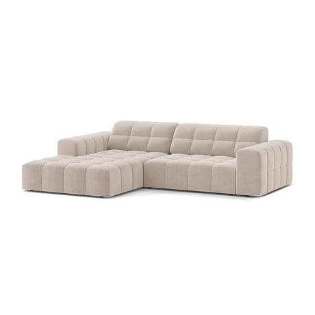 Jennifer 4-Sitzer Ecksofa, Linke Seite, aus Samt in Leichtes Beige (Venus 2927), 234x167 cm von Micadoni – Bild 3