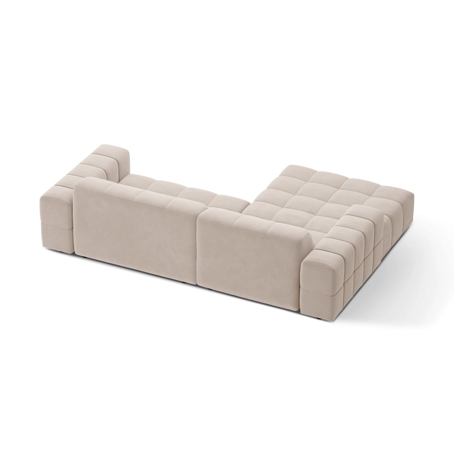 Jennifer 4-Sitzer Ecksofa, Linke Seite, aus Samt in Leichtes Beige (Venus 2927), 234x167 cm von Micadoni – Bild 4