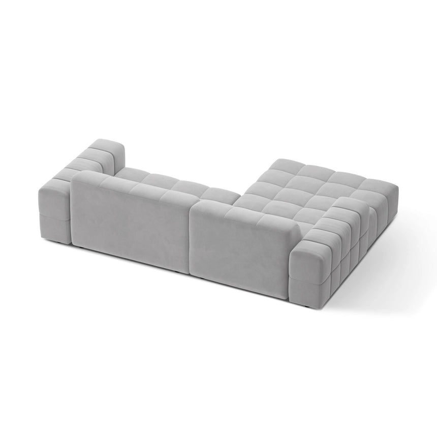 Jennifer 4-Sitzer Ecksofa, Linke Seite, aus Samt in Silber (Bluvel 03), 234x167 cm von Micadoni – Bild 4