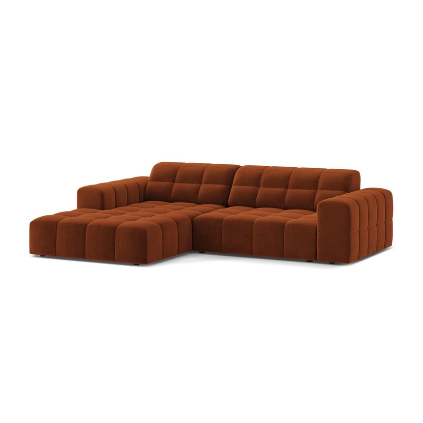 Jennifer 4-Sitzer Ecksofa, Linke Seite, aus Samt in Terrakotta (Bluvel 4215), 234x167 cm von Micadoni – Bild 3